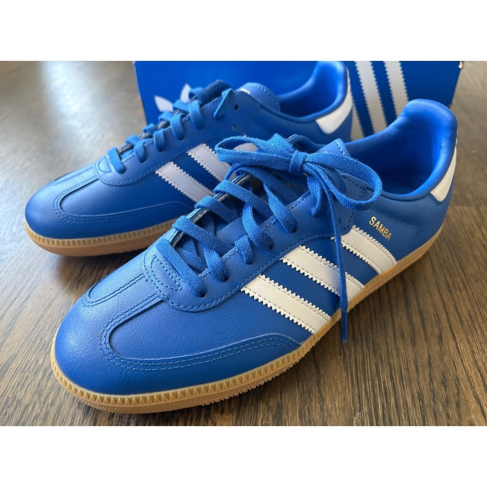 Adidas Samba OG J Blue White Gum Sole Sneakers JQ2854 Mens 6 Women 7.5